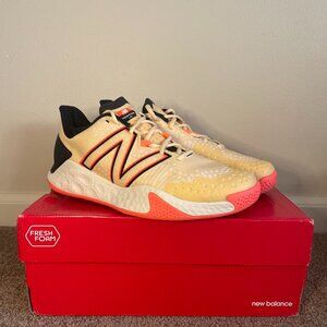 Newly bought New Balance sneakers with vibrant colors.